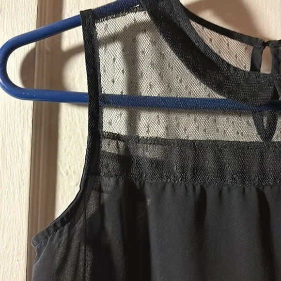 French dot lace Peter Pan collar sheer sleeveless top - Picture 3 of 6